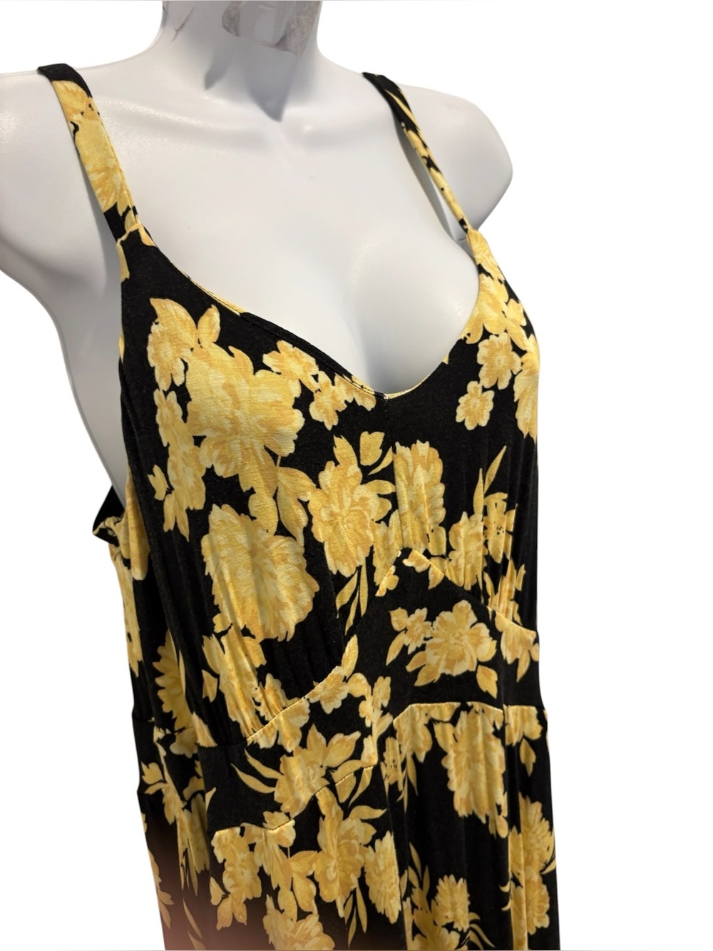 TORRID Women’s Sleeveless Tiered Maxi Dress Sundress Yellow Black Floral Size 1 - Picture 12 of 16